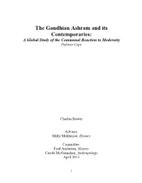 The Gandhian Ashram and Its Contemporaries: a Global Study of the Communal Reaction to Modernity Defense Copy