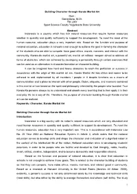 Building Character Through Karate Martial Art Oleh : Danardono, M.Or