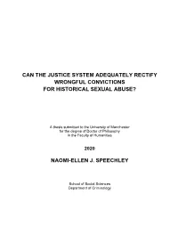 Can the Justice System Adequately Rectify Wrongful Convictions for Historical Sexual Abuse?