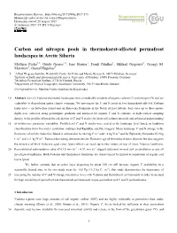 Carbon and Nitrogen Pools in Thermokarst-Affected Permafrost Landscapes in Arctic Siberia