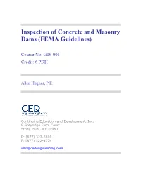 Inspection of Concrete and Masonry Dams (FEMA Guidelines)