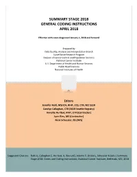 Summary Stage 2018 Coding Manual 1 We Would Also Like to Give a Special Thanks to the Following Individuals at Information Management Services, Inc