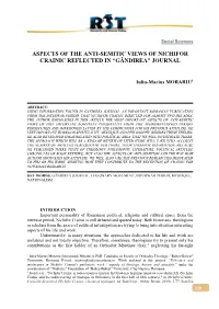 Aspects of the Anti-Semitic Views of Nichifor Crainic Reflected in “Gândirea” Journal