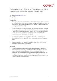 Determination of Critical Contingency Price in Respect of the Critical Contingency of 3Rd March 2012