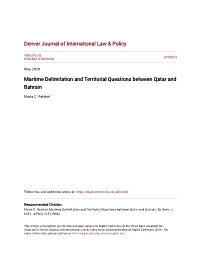 Martime Delimitation and Territorial Questions Between Qatar and Bahrain