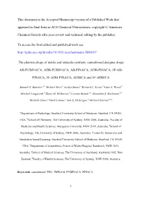 This Document Is the Accepted Manuscript Version of a Published Work That Appeared in Final Form in ACS Chemical Neuroscience, Copyright © American