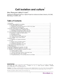 Cell Isolation and Culture* Sihui Zhang and Jeffrey R