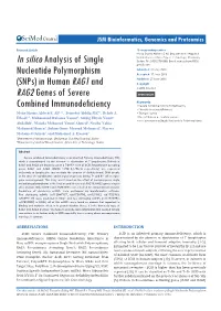 In Silico Analysis of Single Nucleotide Polymorphism (Snps) in Human RAG1 and RAG2 Genes of Severe Combined Immunodeficiency
