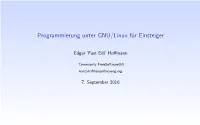 Programmierung Unter GNU/Linux Für Einsteiger