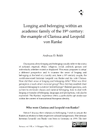 The Example of Clarissa and Leopold Von Ranke
