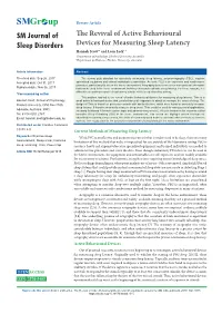 The Revival of Active Behavioural Devices for Measuring Sleep Latency