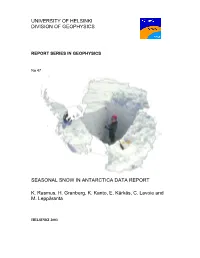 University of Helsinki Division of Geophysics Seasonal
