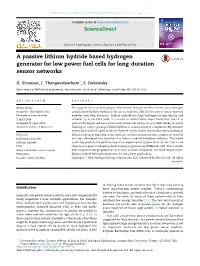 A Passive Lithium Hydride Based Hydrogen Generator for Low Power Fuel Cells for Long-Duration Sensor Networks