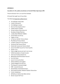 APPENDIX 3 Consultees for the Public Consultation on the Draft Public