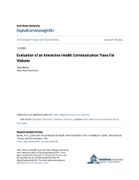 Evaluation of an Interactive Health Communication Trans Fat Website