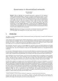Governance in Decentralized Networks