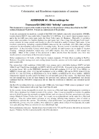 “Infinity” Camcorder This Document Is a Report of the Results of Tests That Are the Precursor of Those Described in the EBU Technical Document Tech3335
