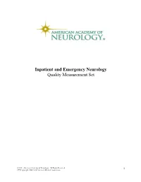 Inpatient and Emergency Neurology Quality Measurement Set