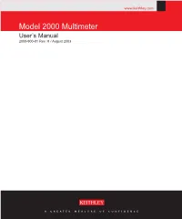 Model 2000 Multimeter User’S Manual 2000-900-01 Rev