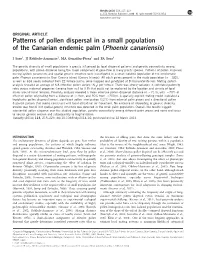 Patterns of Pollen Dispersal in a Small Population of the Canarian Endemic Palm (Phoenix Canariensis)