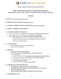 Port Commission Regular Session Meeting Wednesday, June 9, 2021, 5:00 P.M