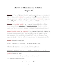 Review of Mathematical Statistics Chapter 10
