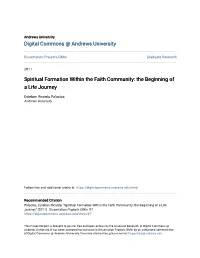 Spiritual Formation Within the Faith Community: the Beginning of a Life Journey