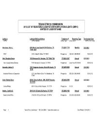 Texas Ethics Commission 2012 List of Registered Lobbyists with Employers/Clients (Emp/C) Sorted by Lobbyist Name