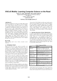 Viscos Mobile: Learning Computer Science on the Road Teemu H