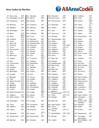 Area Codes by Number