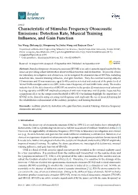 Characteristic of Stimulus Frequency Otoacoustic Emissions: Detection Rate, Musical Training Inﬂuence, and Gain Function