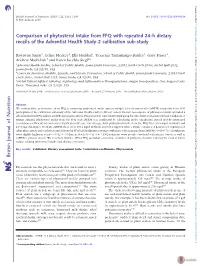 Comparison of Phytosterol Intake from FFQ with Repeated 24-H Dietary Recalls of the Adventist Health Study-2 Calibration Sub-Study