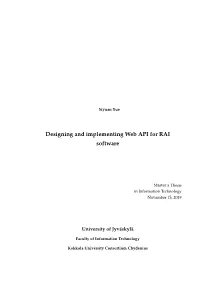 Designing and Implementing Web API for RAI Software