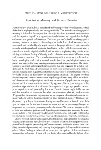 Dissociation, Memory and Trauma Narrative