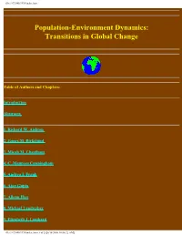 Population-Environment Dynamics: Transitions in Global Change