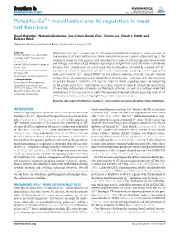 Roles for Ca Mobilization and Its Regulation in Mast Cell Functions