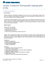 Cardiac Computed Tomography Angiography (CTA)