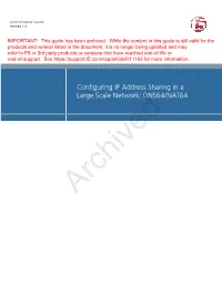 Configuring IP Address Sharing in a Large Scale Network: DNS64/NAT64