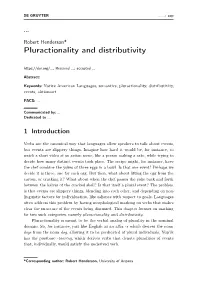 Pluractionality and Distributivity
