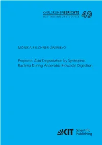 Propionic Acid Degradation by Syntrophic Bacteria During Anaerobic Biowaste Digestion Propionic Acid Degradation Propionic WIREŁŁO