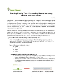 Starting Family Tree: Preserving Memories Using Photos and Documents