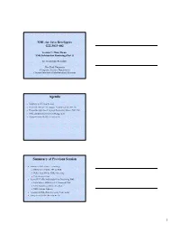 1 Agenda Summary of Previous Session