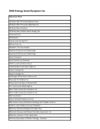 2020 Entergy Grant Recipient List