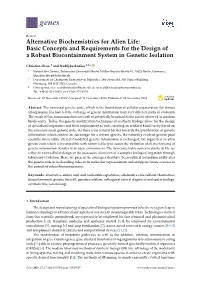 Alternative Biochemistries for Alien Life: Basic Concepts and Requirements for the Design of a Robust Biocontainment System in Genetic Isolation