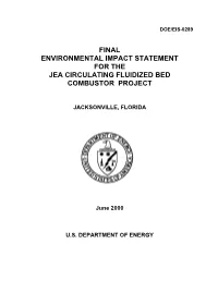 Final Environmental Impact Statement for the Jea Circulating Fluidized Bed Combustor Project