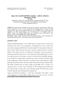 Organic Light Emitting Diode – Applications a General Study R