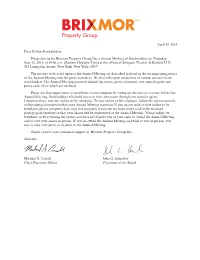 Please Join Us for Brixmor Property Group Inc.'S Annual Meeting Of