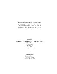 Reconnaisance Survey of Jean Lake Watershed Code