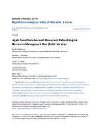Agate Fossil Beds National Monument, Paleontological Resources Management Plan (Public Version)