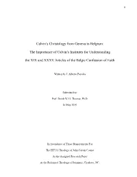 Calvin's Christology from Geneva to Belgium